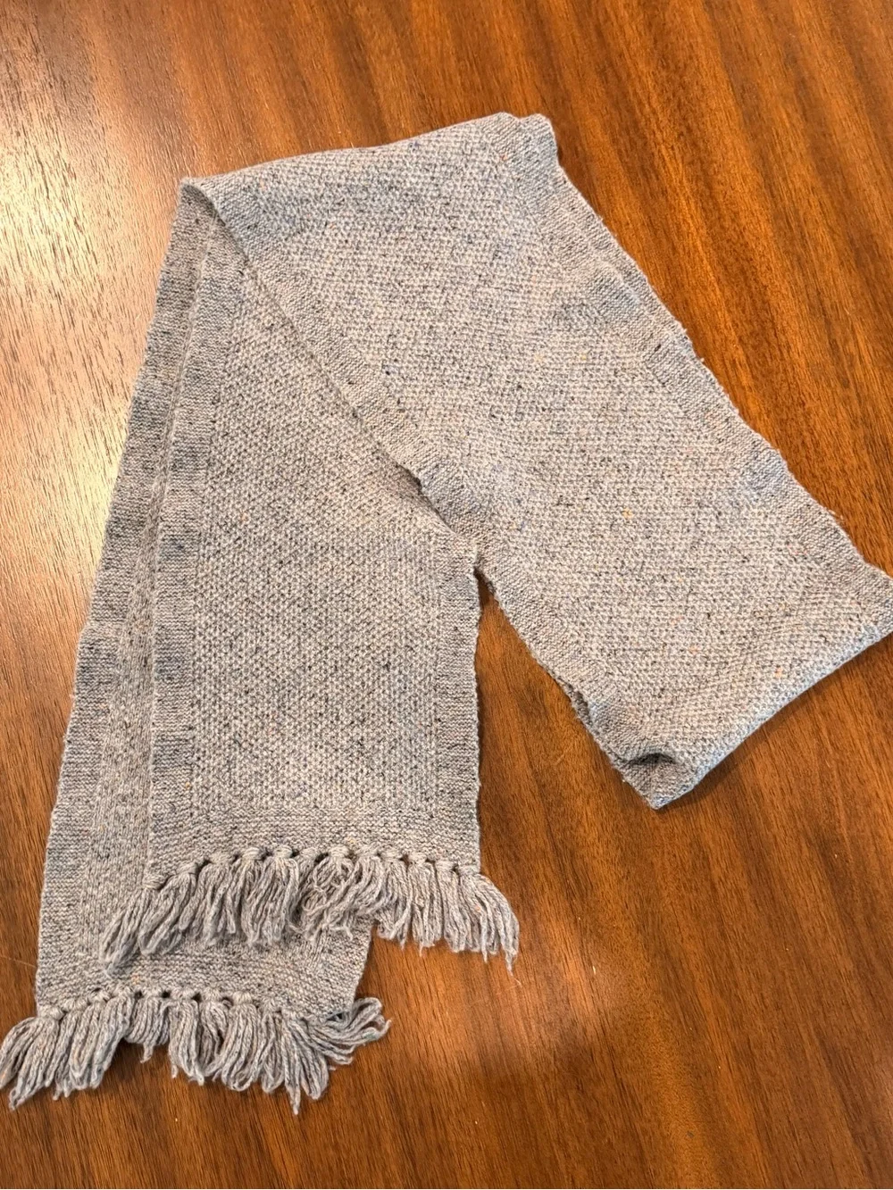 American Eagle Gray Speckled Knit Fringe Scarf 74” Long